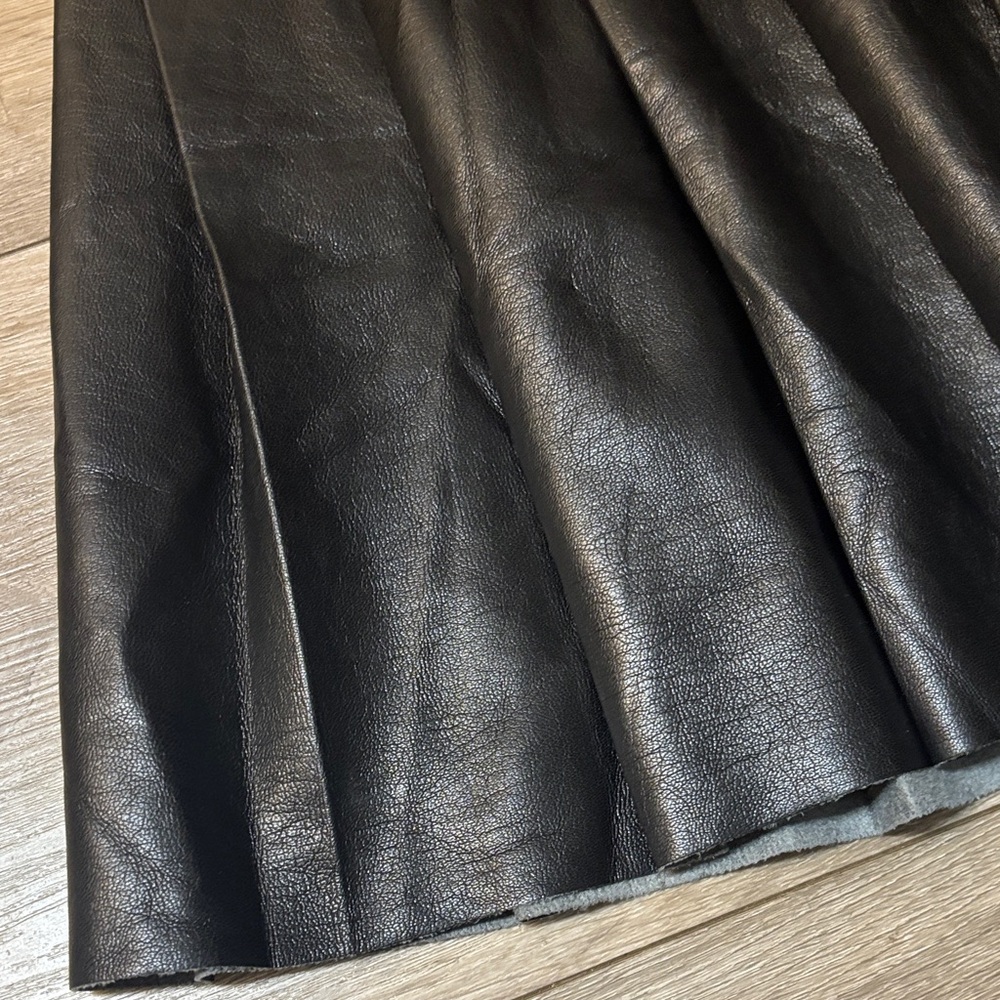 Aritzia Sunday Best Black Vegan Leather Pleated Skater Skirt - Picture 5 of 11